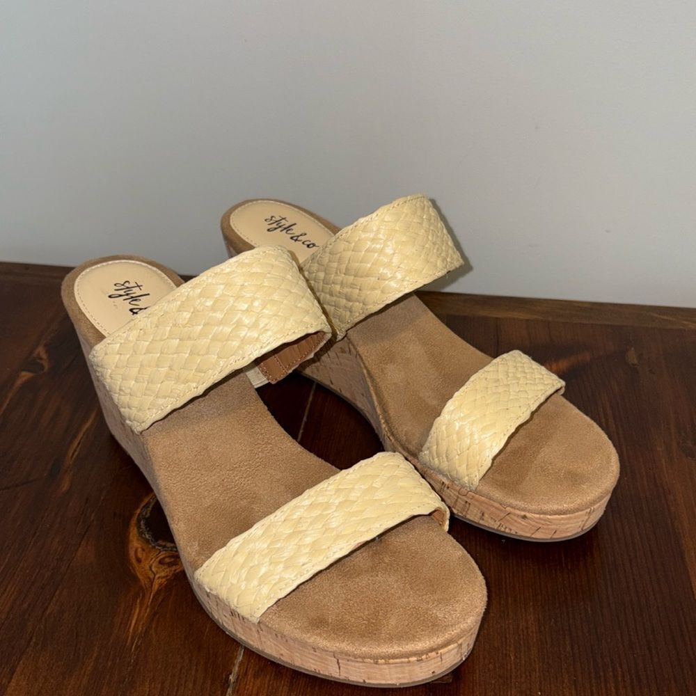 NWT Style & Co Platform Sandals Daliaaf Woven Natural Size 8